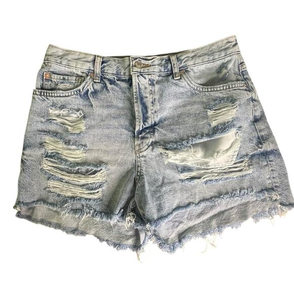 We The Free People Denim Shorts 29 Distressed Boho High Rise Light Wash Festival - Picture 1 of 11